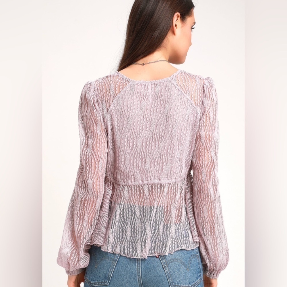 🌸 Free People Luisa Lace Tie Front Top XS NWT Sheer Boho - Picture 4 of 6